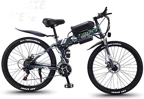 Vélos électriques : Adulte Vélo électrique Smart Montagne Vélo électrique, 26" VTT for adultes, tout-terrain Bicycles 21 vitesses, 36V 30KM Kilométrage batterie pur amovible au lithium-ion, (Color : Black green A1)