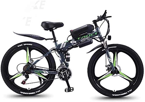 Vélos électriques : Adulte Vélo électrique Smart Montagne Vélo électrique, 26" VTT for adultes, tout-terrain Bicycles 21 vitesses, 36V 30KM Kilométrage batterie pur amovible au lithium-ion, (Color : Black green A2)