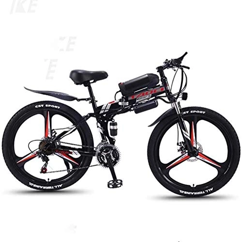 Vélos électriques : Adulte Vélo électrique Smart Montagne Vélo électrique, 26" VTT for adultes, tout-terrain Bicycles 21 vitesses, 36V 30KM Kilométrage batterie pur amovible au lithium-ion, (Color : Black red A2)