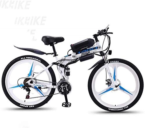 Vélos électriques : Adulte Vélo électrique Smart Montagne Vélo électrique, 26" VTT for adultes, tout-terrain Bicycles 21 vitesses, 36V 30KM Kilométrage batterie pur amovible au lithium-ion, (Color : White blue A2)