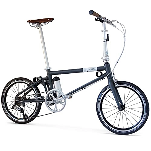 Vélos électriques : Ahooga Vélo pliable électrique 24 V, 125 Wh Style Gris Roue de 20
