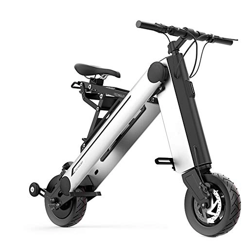 Vélos électriques : AI CHEN Bicyclette portative de Scooter de Bicyclette lectrique de Bicyclette lectrique Adulte de Voiture lectrique Se Pliante de Bicyclette 10 Pouces Argent 45KM
