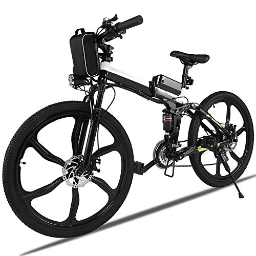 Vélos électriques : AIMADO Vélo de Montagne Électrique Pliable Tout-Terrain Puissance 250W, 26in E-Bike avec Lithium-Ion Batterie 36V - Vitesse 30 km / h – Charge 200kg (EU Stock) (Noir)