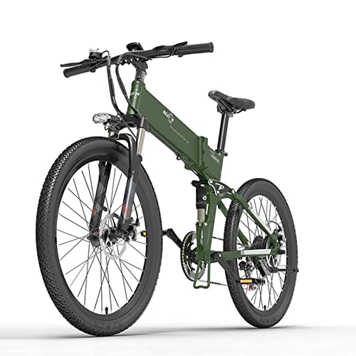 Vélos électriques : AJLDN Vélo Électrique, 26 Pouces Vélo Électrique en Montagne Frien à Double Disque E-Bike Batterie Amovible 48V 10, 4AH Vélo à Assistance ElectriqueShimano 7 Vitesses (Color : Black+Green)