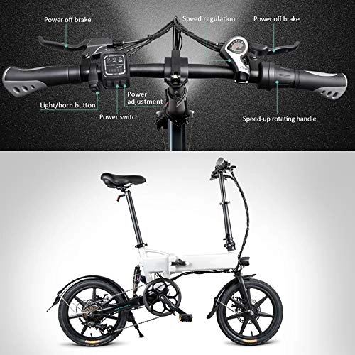 Vélos électriques : Alextry Vélo électrique Léger - en Alliage d'aluminium - 40, 6 cm - Portable - 250 W - 25 km / h - 3 Modes - pour Enfants et Adultes (D2 Speed Shift).