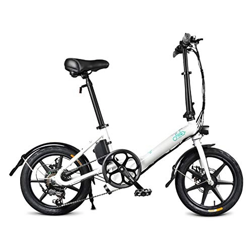 Vélos électriques : Alician Fiido D3 Vélo Électrique Vélo Portable Vitesse Variable Ville E-vélo 300W Moteur 7.8Ah Batterie Max 25Km / h 120Kg Charge Blanc