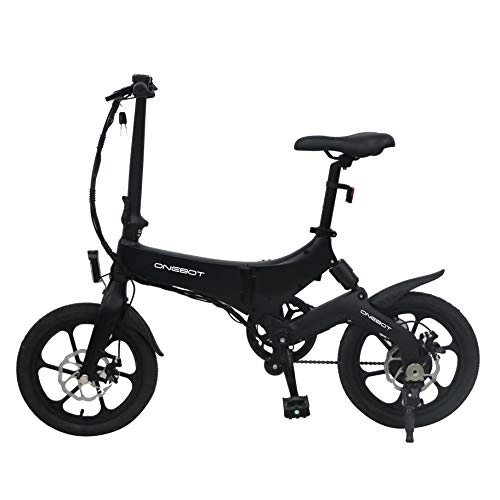 Vélos électriques : Alician Vélo à Vitesse Variable Pliable vélo électrique ONEBOT S6 Ville E-vélo 250W Moteur 6.4Ah Batterie Max 25Km / h Charge Max 120kg Noir