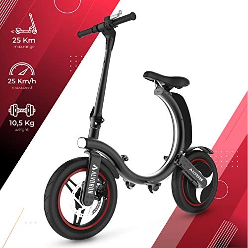 Vélos électriques : Alvoron Zero Vélo électrique pliable pour adultes | Scooter électrique | 25 km / h | Batterie 10, 4 Ah | Moteur 450 W