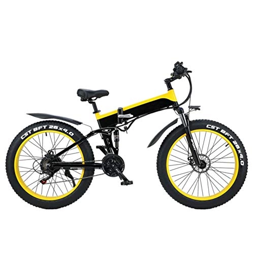Vélos électriques : Amantiy Vélo de Montagne électrique, 500W / 1000W 26 'Bike eelectric pliing E Mountain Bike 48V 13Ah Vélo électrique Puissant (Color : Yellow, Size : 1000w)