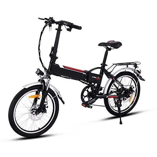 Vélos électriques : AMDirect VTT E-vélo pliant 20 pouces électrique Pedelec avec batterie au lithium (250W, 36V) chargeur circuit Hub Shimano à 7 vitesses