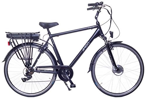Vélos électriques : Amigo E-Active - Vélo électrique pour homme - Vélo électrique 28" - Vélo pour homme avec Shimano 7 vitesses - Convient aux enfants de 165 à 170 cm - Noir