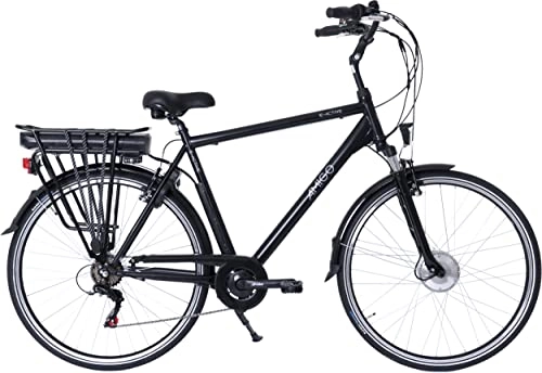 Vélos électriques : Amigo E-Active - Vélo électrique pour homme - Vélo électrique 28" - Vélo pour homme avec Shimano 7 vitesses - Convient à partir de 175 à 185 cm - Noir