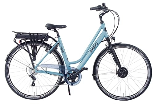 Vélos électriques : Amigo E-Vibe D1 Vélo électrique pour femme 28" Vélo hollandais avec Shimano 7 vitesses Convient pour les enfants de 175 à 180 cm Bleu