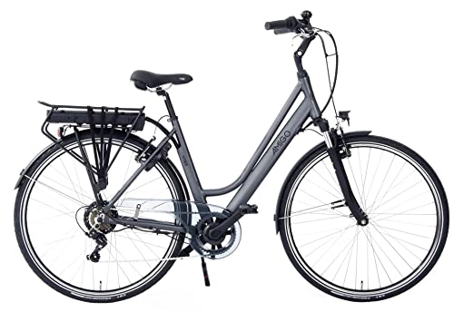 Vélos électriques : Amigo E-Vibe D2 - Vélo électrique pour femme - Vélo électrique 28" - Vélo pour femme avec Shimano 7 vitesses - Convient aux enfants de 170 à 175 cm - Gris