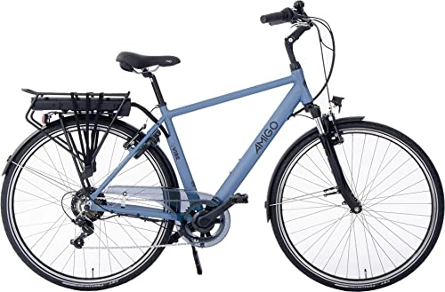 Vélos électriques : Amigo E-Vibe D2 Vélo électrique pour homme 28" Vélo hollandais avec Shimano 7 vitesses Convient pour les enfants de 175 à 180 cm Bleu