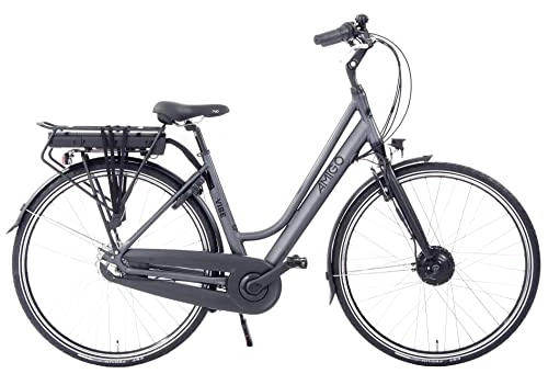 Vélos électriques : Amigo E-Vibe S1 - Vélo électrique pour femme - Vélo électrique 28" - Vélo pour femme avec Shimano 3 vitesses - Convient aux enfants de 175 à 180 cm - Gris