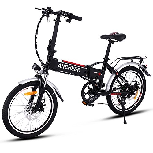 Vélos électriques : Ancheer VTTélectrique pliable E-Bike vélo électrique 250W Mountain Bike grande capacité Pedelec avec batterie et chargeur lithium 36V Noir (14 pouces / 20 pouces / 26 pouces) (20)