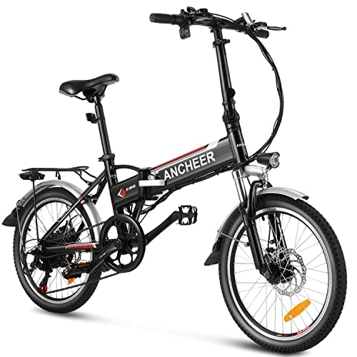 Vélos électriques : ANCHEER Vélo électrique Pliant, E-Bike 20 Pouces avec Batterie au Lithium (36 V 8Ah) Moteur 250W 7 Vitesses (Pliant-Noir)