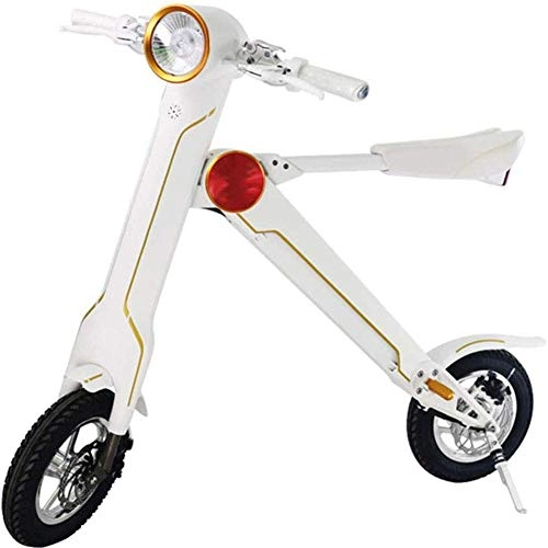 Vélos électriques : AOLI Pliant vélo électrique, Adulte Mini Folding voiture électrique vélo en alliage d'aluminium cadre portable vélo pliant batterie extérieure Voyage moto vélos, blanc