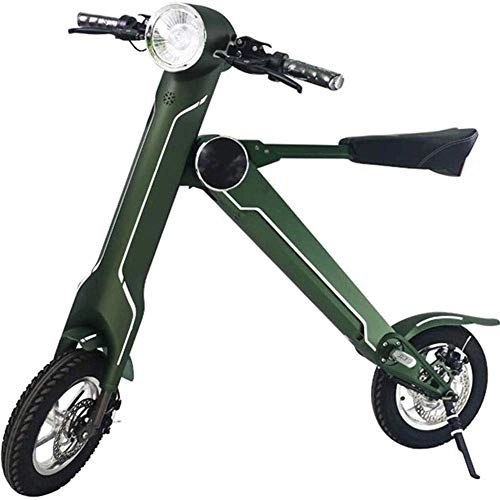 Vélos électriques : AOLI Pliant vélo électrique, Adulte Mini Folding voiture électrique vélo en alliage d'aluminium cadre portable vélo pliant batterie extérieure Voyage moto vélos, vert