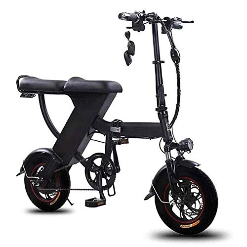 Vélos électriques : AOLI Pliant vélo électrique, Adulte Mini Folding voiture électrique vélo léger et aluminium en alliage d'aluminium Cadre extérieur Voyage moto vélo, Noir