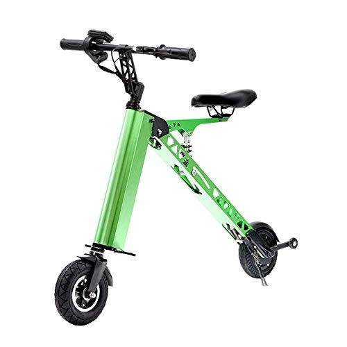 Vélos électriques : AOLI Pliant vélo électrique, Petite génération de conduite Batterie voiture électrique à deux roues Mini pédales voiture électrique portable pliant Batterie vélo, pour les hommes et les femmes, vert