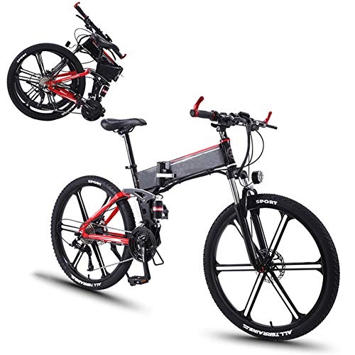 Vélos électriques : AORISSE Vélos Électriques, 26"Pliant Vélo De Montagne Électrique en Alliage D'aluminium Vélo Électrique 350 W 36 V 8AH 27 Vitesses Adulte Jante en Alliage De Magnésium, Rouge
