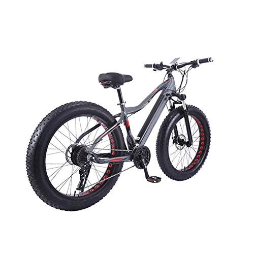 Vélos électriques : AORISSE Vélos Électriques, 27 Vitesses Adulte en Alliage D'aluminium Montagne Or Vélo Épais Roue Motoneige, 26"36 V 10AH 350 W Caché Amovible Batterie Au Lithium Vélo, Gris