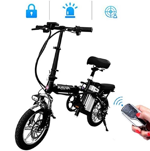 Vélos électriques : AQWWHY Vélo électrique avec télécommande électrique Pliant vélo for Adultes 400W 48V avec 14inch Rechargeable USB de l'écran LCD Pneu léger 18 kg Convient for Hommes Femmes Ville Trajets