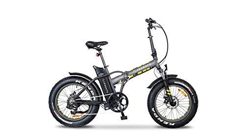 Vélos électriques : Argento Bicicletta elettrica Minimax Con ruote Fat pieghevole Vélo électrique Pliable Mixte, Argent, 42
