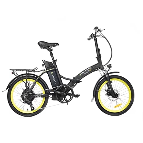 Vélos électriques : Argento Piuma-s+ Plume-S+ Mixte, Noir avec Jantes Jaune Fluo, Taille Unique