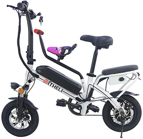 Vélos électriques : Art Jian 12 Pouces 8A Mini Pliant vélo électrique, Parents-Enfants Vélos électriques Batterie Amovible Multiples Amortisseurs Adulte Vélos électriques