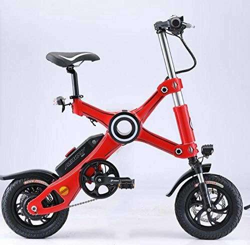 Vélos électriques : ASKMY 12 Pouces 250W vlo Pliant Batterie au Lithium vlo lectrique Mini vlo Pliable e-Bike Pliage Rapide en Un clic-Rouge_7, 8 A