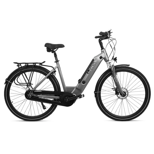 Vélos électriques : AsVIVA Vélo électrique hollandais B14 - Hauteur du cadre : 55 cm - 28" - Pedelec en gris ou blanc - Vélo électrique de qualité supérieure avec batterie extra forte - Vélo de ville avec moteur central