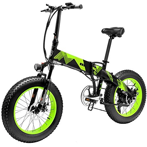 Vélos électriques : Autoshoppingcenter Vélo Électrique Pliant, Jusqu'à 35km / h, Shimano 7 Vitesses Réglable 20 Pouces 500W / 1000W avec Batterie Lithium 48V 10, 4AH Rechargeable, Vélo de Montagne Homme Femme (Vert 1000W)
