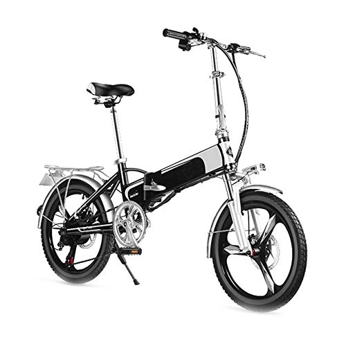 Vélos électriques : AYHa Adulte Mini vélo électrique, double Freins à disque 20 « » électrique pliant avec alarme bicyclette Télécommande intelligente Urban Commuter E-Bike batterie amovible, Noir, 10AH