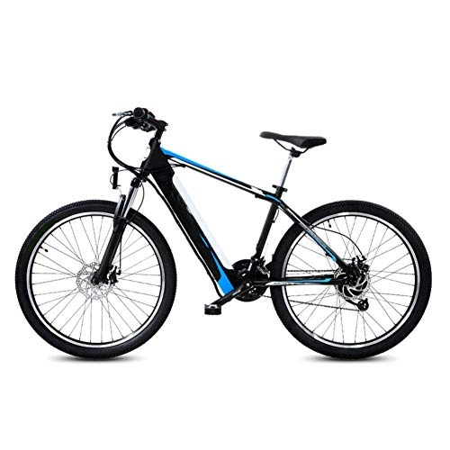 Vélos électriques : AYHa Vélo électrique tout-terrain de montagne, 400W 26 pouces adultes voyage vélo électrique 48V batterie amovible cachée 27 vitesses freins à double disque avec siège arrière, Bleu