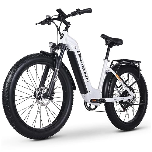 Vélos électriques : Bafang MX06 Fat Tire Vélo électrique 48 V Moteur arrière 48 V 17, 5 Ah 840 WH Batterie 66 cm Pneus gras Step Thru E-bike