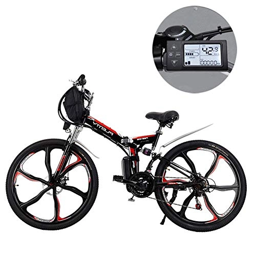 Vélos électriques : Bewinch VTT électrique 24 / 66 cm, 21 vitesses, batterie au lithium amovible, vélo électrique pliable avec sac de suspension, trois modes d'équitation, convient pour homme et femme 66 cm 18 Ah / 864 Wh.