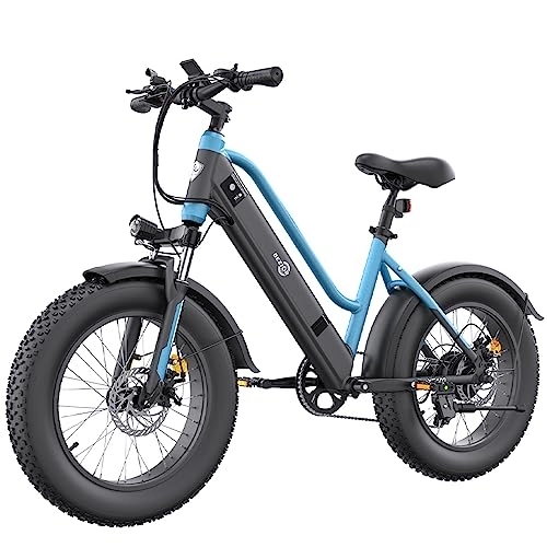 Vélos électriques : Bezior XF103 20x4 Pouces Vélo de Montagne Electrique Pliable pour Adultes 7 Vitesses (Blue)