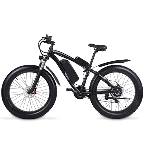 Vélos électriques : BiiKoon Vélo de Montagne Électrique Adulte Pliable Fat Tire Ebike avec Moteur 48 V 17 Ah Batterie Amovible, Vélo Électrique Shimano 7 Vitesses for Le Trail (Color : Black)