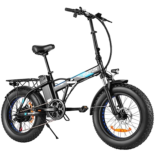 Vélos électriques : BIKFUN Vélo Électrique Pliable avec Gros Pneu 20x4, 0 Pouces | 600Wh Batterie Amovible Durer jusqu'à 80 KM | 350W Moteur et Shimano 7 Vitesses Jusqu'à 32km / h | VTT Électrique à Cadre en Aaluminium