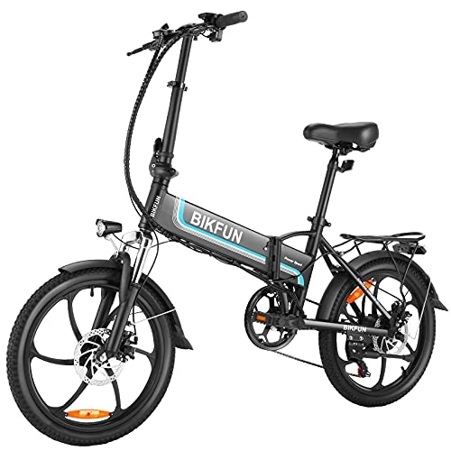 Vélos électriques : BIKFUN Vélo Électrique Pliant 20 Pouces City E-Bike Pliable | 48V / 10Ah Batterie Amovible Intégrée Portée 65KM | Shimano 7 Vitesses Jusqu'à 25KM / H | 250W Vélo Électrique de Ville pour Homme et Femme