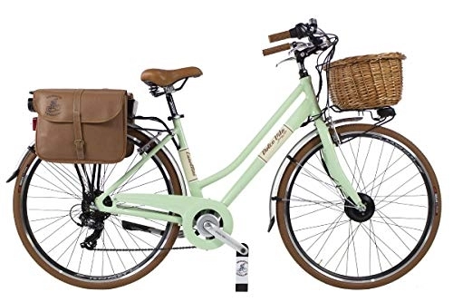 Vélos électriques : Canellini E Bike Velo Dolce Vita by vélo assisté par pédale EBIKE E-Bike Bici Citybike CTB Donna Vintage Retro Aluminium Vert Clair