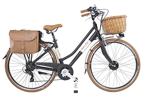 Vélos électriques : Canellini E-Bike Velo Electrique ebike Dolce Vita by vélo assisté par pédale Citybike CTB Femme Vintage Retro Aluminium Noir