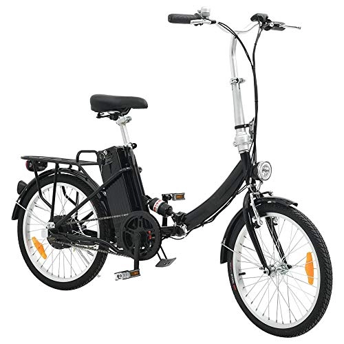 Vélos électriques : Carsparadisezone Vélo Électrique Pliant, Jusqu'à 25km / h, Vitesse Réglable 20 Pouces E-Bike 250W / 24V Batterie Lithium Rechargeable Suspension Complète Urban Bike, Adulte Unisexe