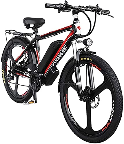 Vélos électriques : CASTOR Vélo électrique 48 V VTT 26 pouces en alliage de magnésium 3 rayons avec roue intégrée, vélos urbains 350 W pour adultes avec batterie au lithium amovible, système de recharge d'énergie