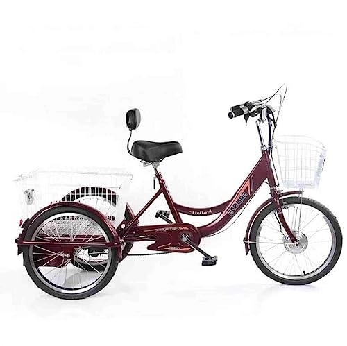 Vélos électriques : CAULO Vélo électrique 20" à 3 Roues pour Senior, Tricycle électrique pour Adultes, vélo à Trois Roues avec Batterie au Lithium Amovible 48 V 20 Ah, avec Panier
