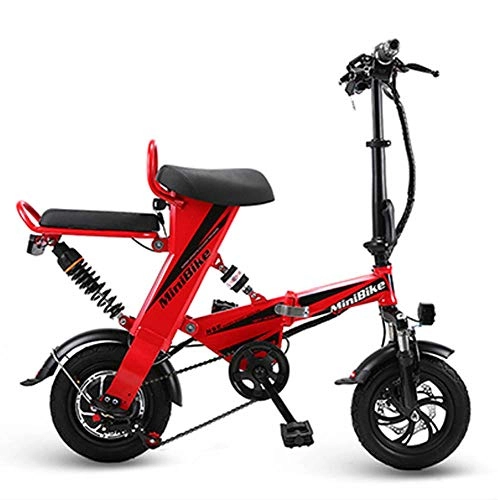 Vélos électriques : CE-LXYYD Vlo Pliant lectrique, Petite Batterie de Voiture pour Adultes, Mini Voiture lectrique, Batterie au Lithium Conduite, Rouge, 25Ah