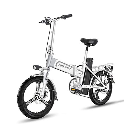 Vélos électriques : CHEER.COM Vélo électrique Léger Pliant Roues De 16 Pouces Portable Ebike avec Pédale 400W Power Assist Vélo électrique en Aluminium Vitesse Maximale Jusqu'à 25 Mph, White-150to330KM